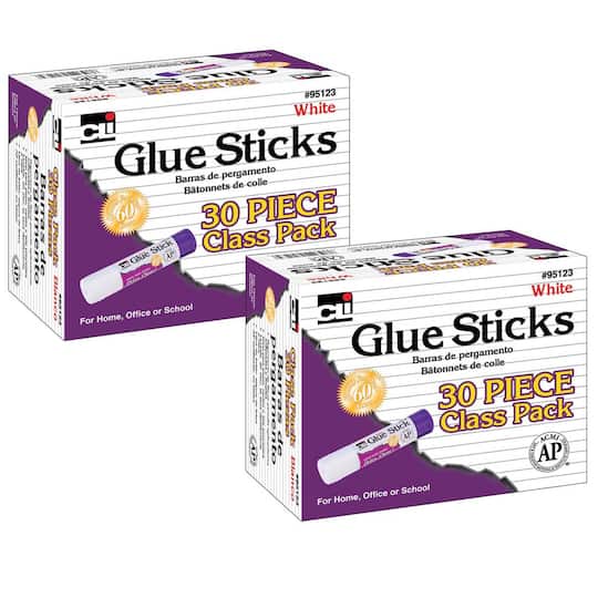 Charles Leonard White Glue Stick Class Pack, 2 Packs of 30